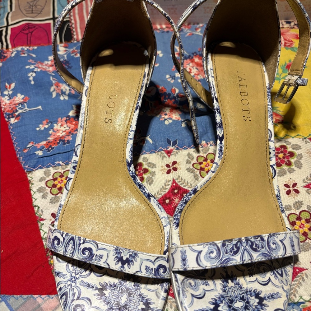 Talbots Blue and White Patterned Heels